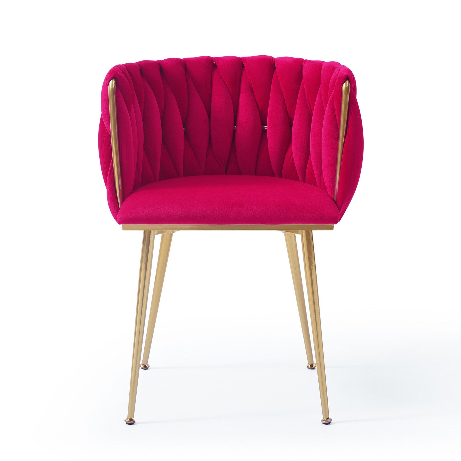 Sumdeal Rose Red Velvet Dining Chairs Set of 2 with Gold Legs - product image 5