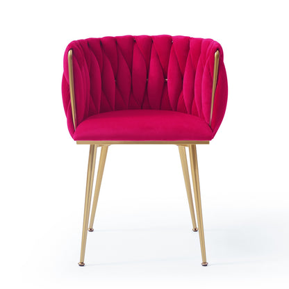 Sumdeal Rose Red Velvet Dining Chairs Set of 2 with Gold Legs - product image 5
