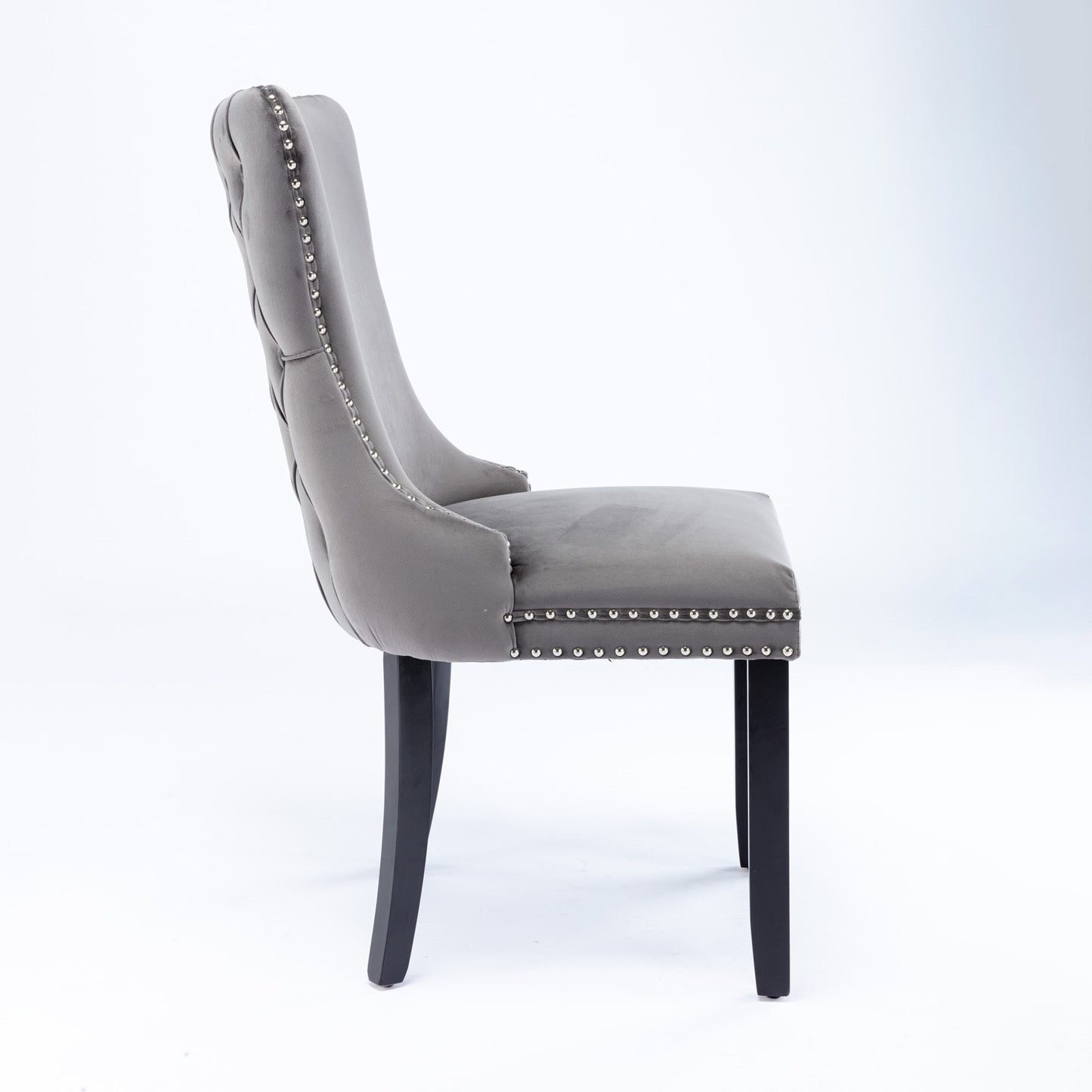 Sumdeal Gray Velvet Dining Chairs Set of 2 with Wood Legs - product image 5