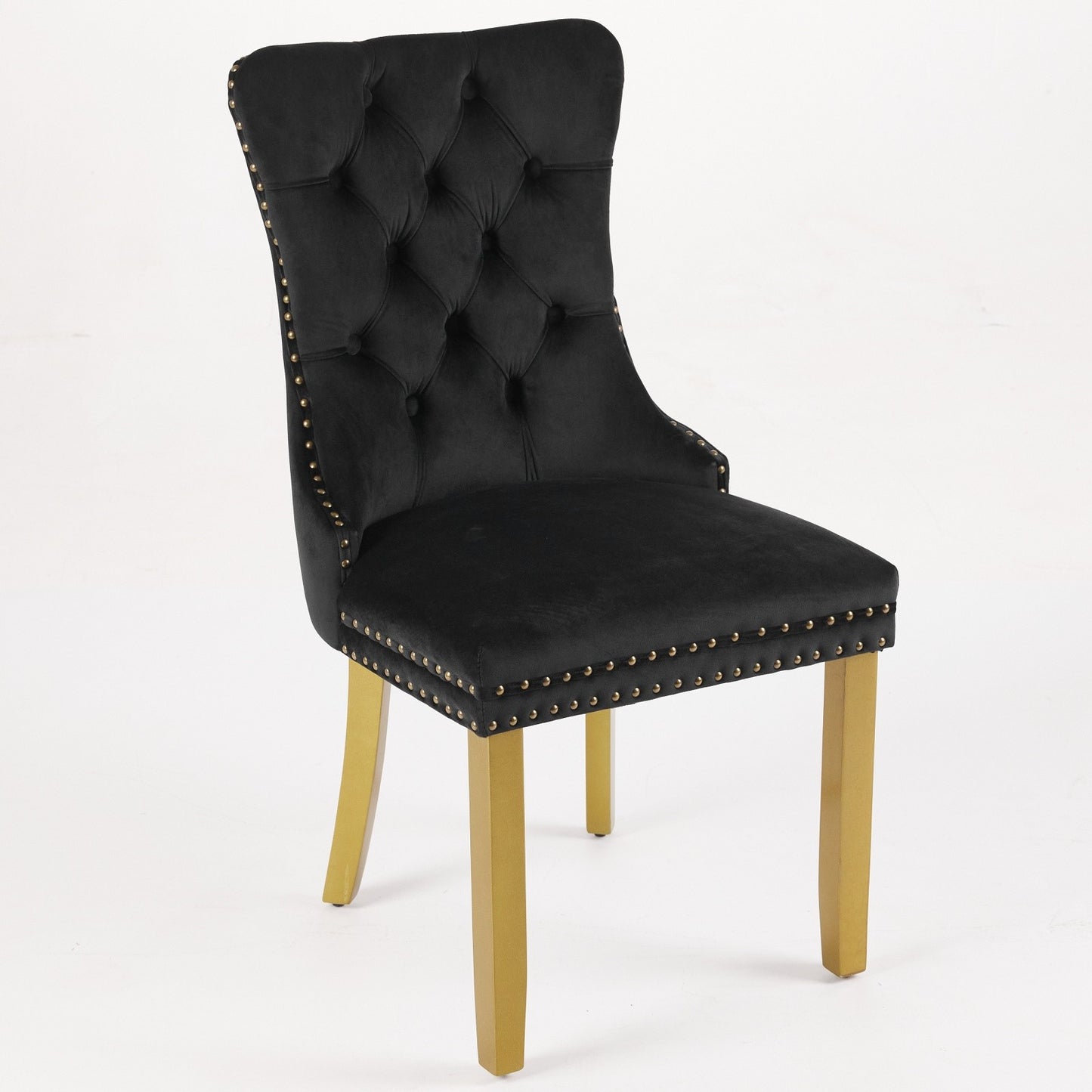 Sumdeal Black Velvet Dining Chairs Set of 2 with Gold Legs - product image 5