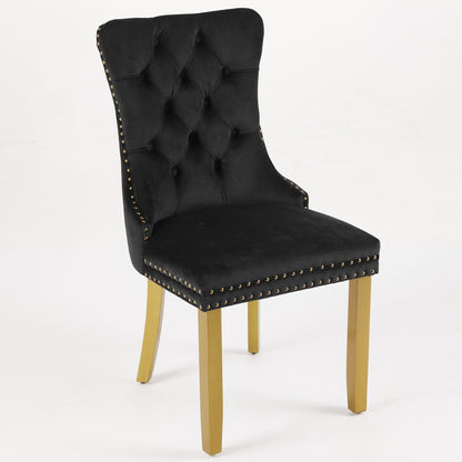 Sumdeal Black Velvet Dining Chairs Set of 2 with Gold Legs - product image 5
