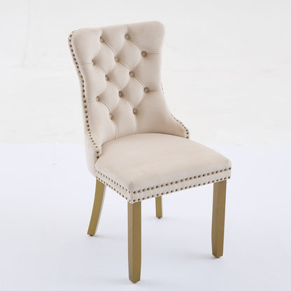 Sumdeal Beige Velvet Dining Chairs Set of 2 with Gold Legs - product image 5