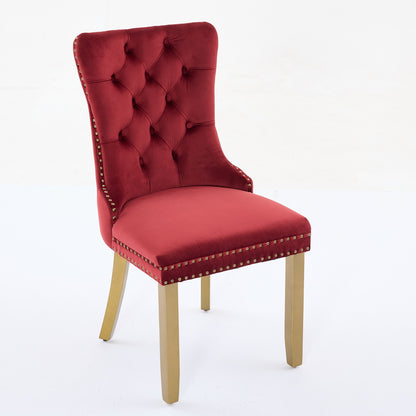 Sumdeal WINE RED Velvet Dining Chairs Set of 2 with Gold Legs - product image 5