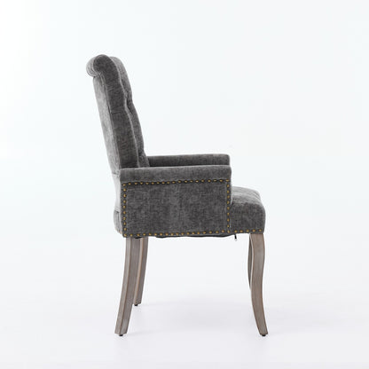 Sumdeal Gray Upholstered Dining Chairs Set of 2 with Wood Legs - product image 5