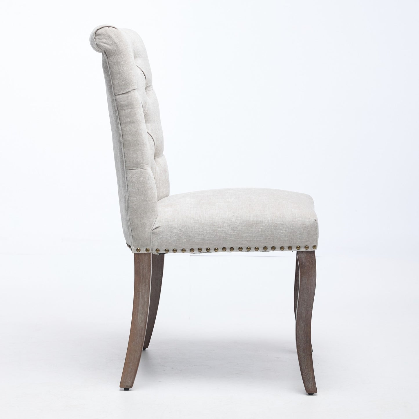 Sumdeal Beige Upholstered Dining Chairs Set of 2 with Wood Legs - product image 5