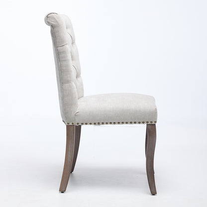 Sumdeal Beige Upholstered Dining Chairs Set of 2 with Wood Legs - product image 5