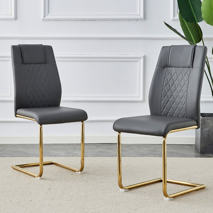 Sumdeal Gray PU Leather Dining Chairs Set of 4 with Gold Legs - product image 5
