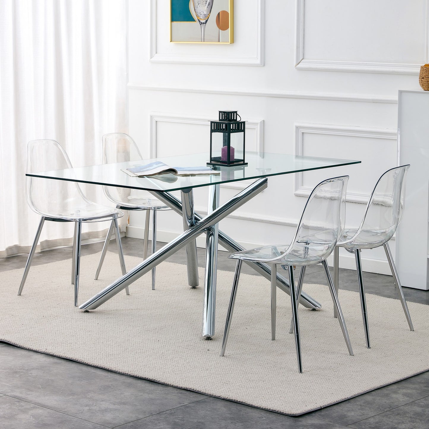 Sumdeal Transparent Clear Plastic Dining Chairs Set of 4 with Modern Legs - product image 5