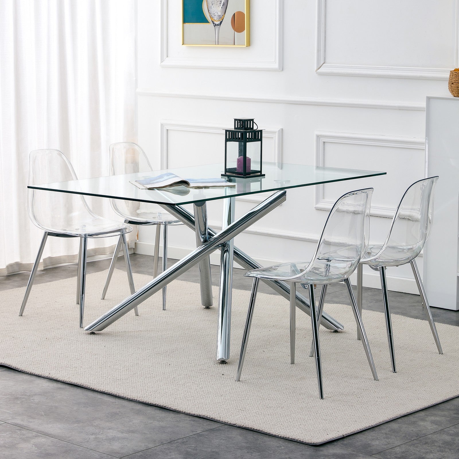 Sumdeal Transparent Clear Plastic Dining Chairs Set of 4 with Modern Legs - product image 5