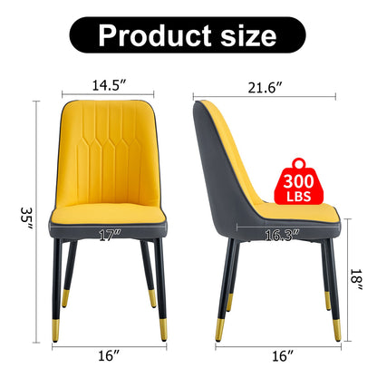 Sumdeal Yellow and Grey PU Leather Dining Chairs Set of 4 with Black Legs - product image 5