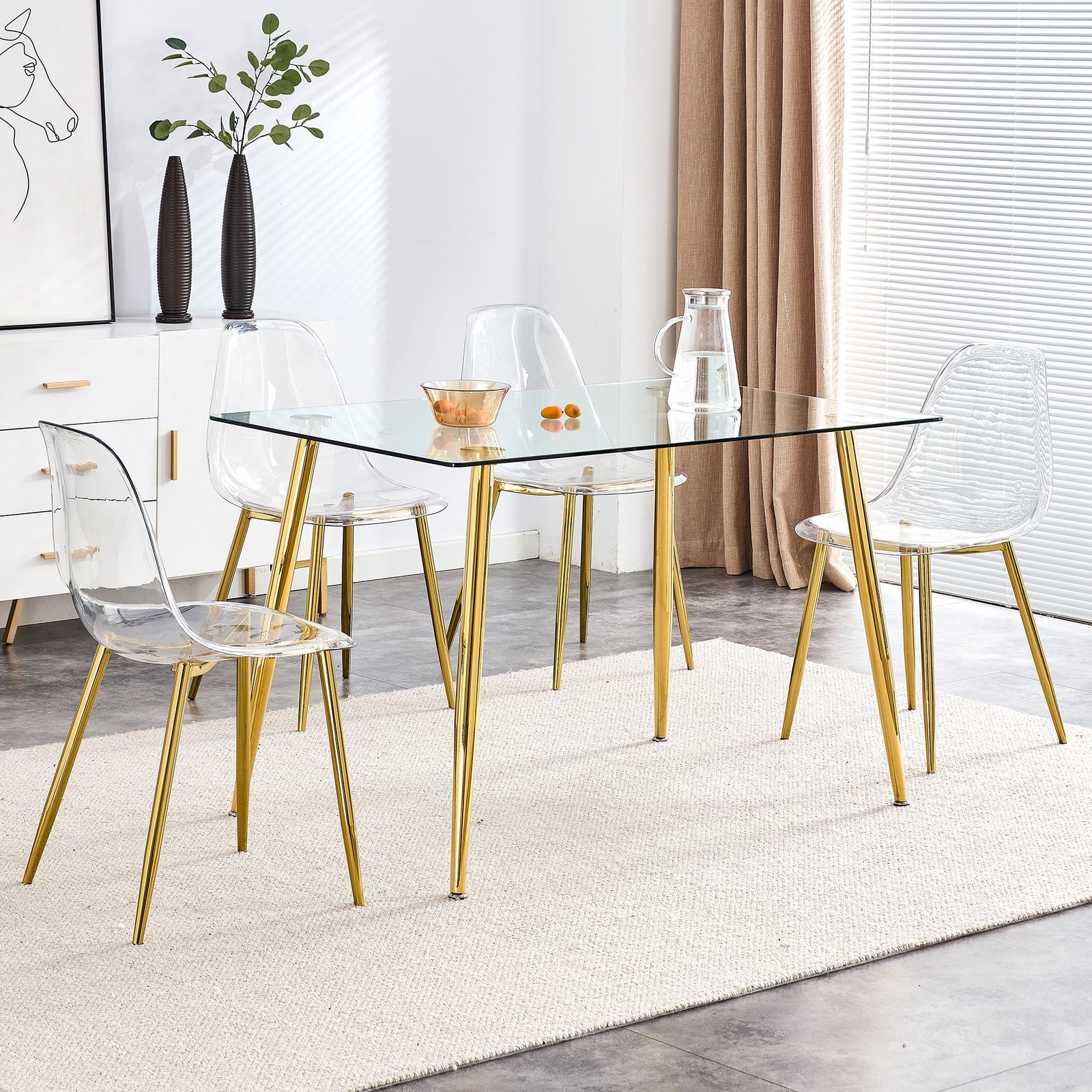 Sumdeal Golden Clear Plastic Dining Chairs Set of 6 with Gold Legs - product image 5