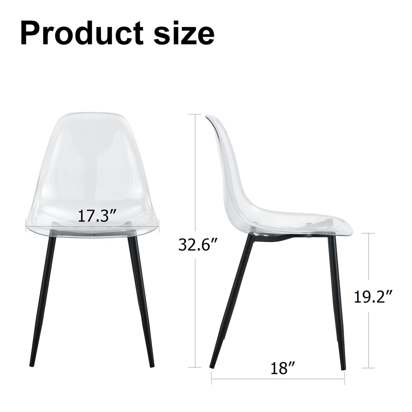 Sumdeal Transparent Clear Plastic Dining Chairs Set of 6 with Black Legs - product image 5