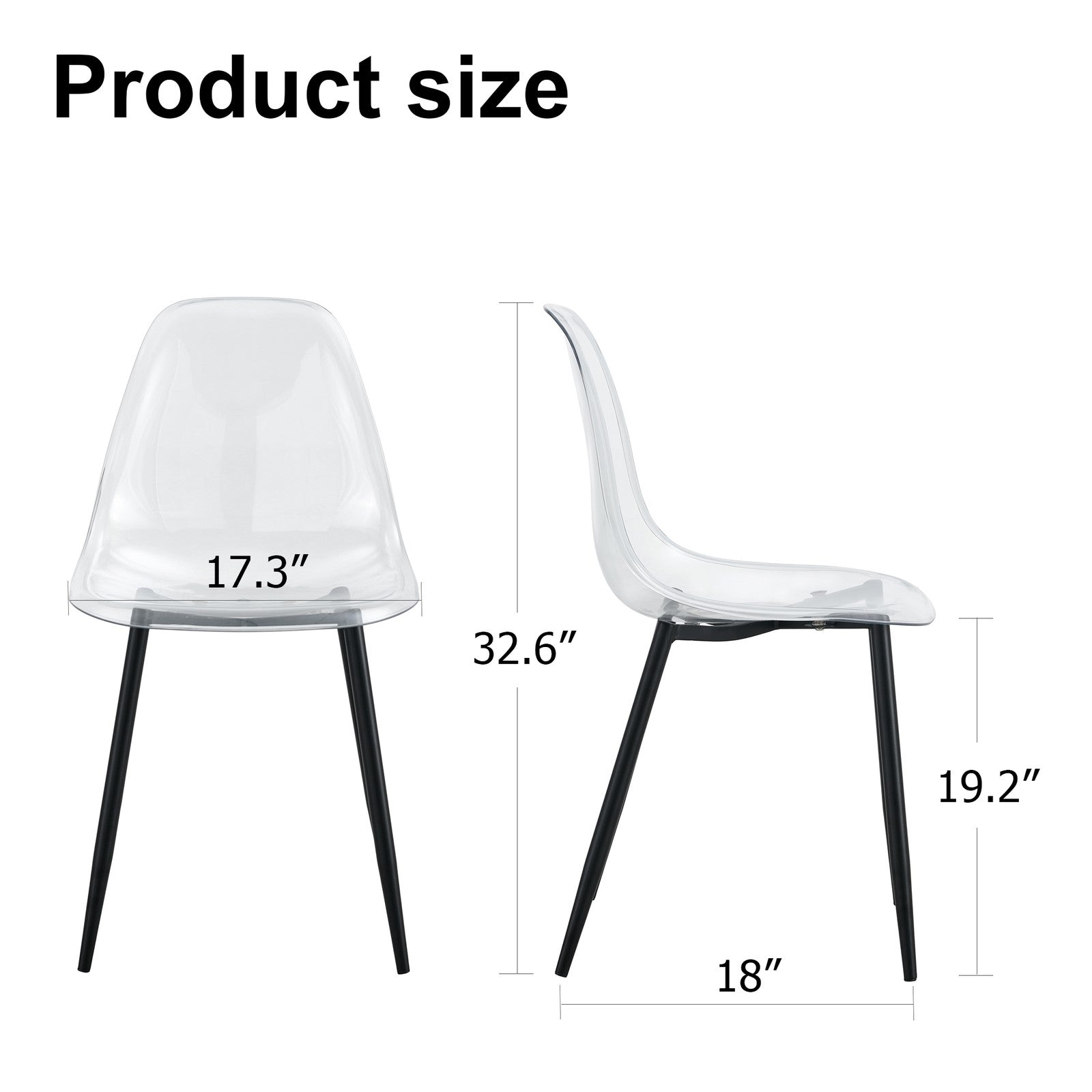 Sumdeal Transparent Clear Plastic Dining Chairs Set of 6 with Black Legs - product image 5