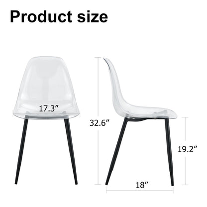 Sumdeal Transparent Clear Plastic Dining Chairs Set of 6 with Black Legs - product image 5