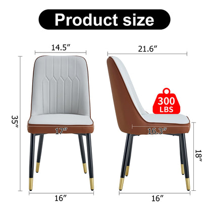 Sumdeal Brown and Light Gray PU Leather Dining Chairs Set of 4 with Black Legs - product image 5