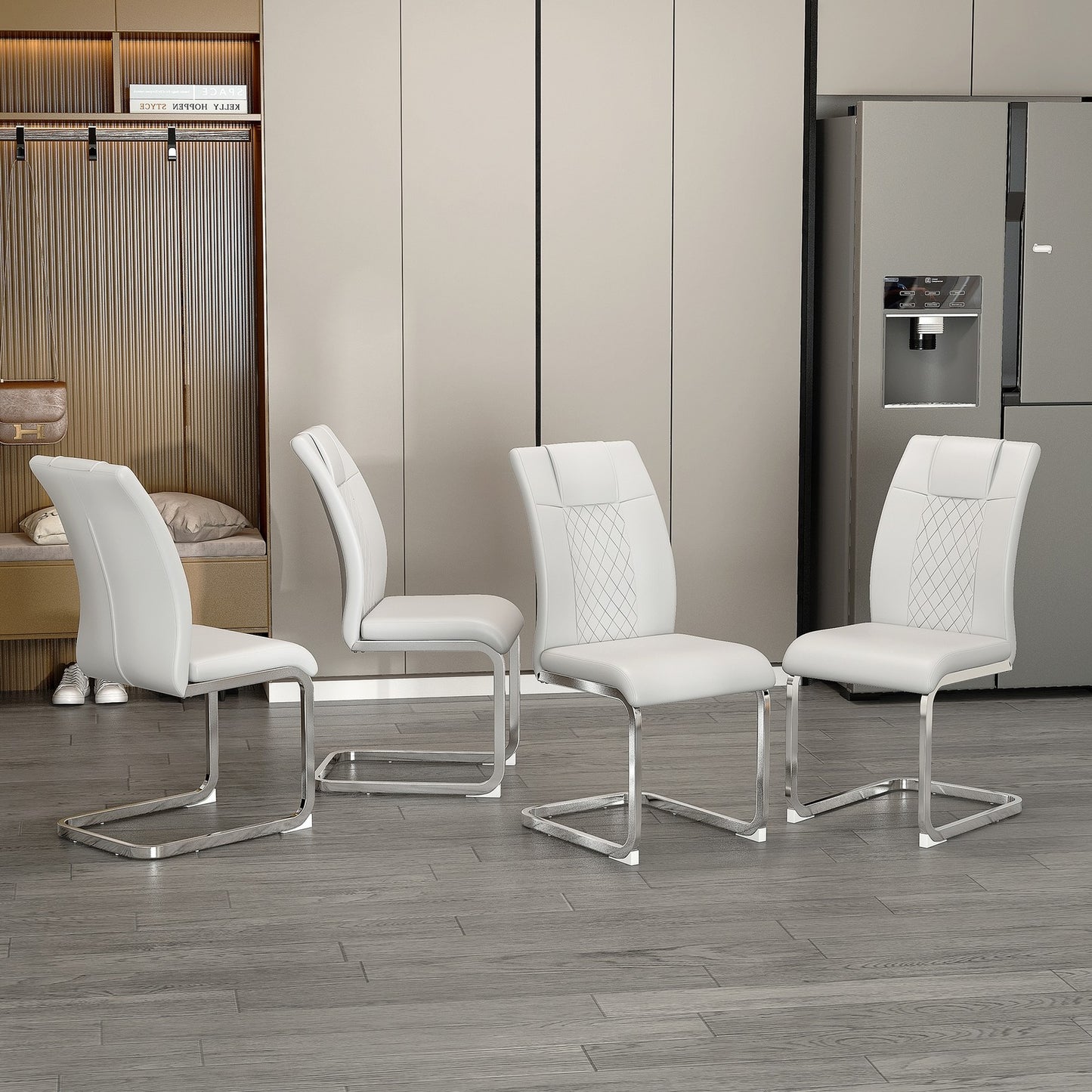 Sumdeal White PU Leather Dining Chairs Set of 4 with Modern Legs - product image 5