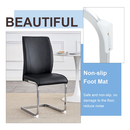 Sumdeal Black and Silver PU Leather Dining Chairs Set of 4 with Silver Legs - product image 5