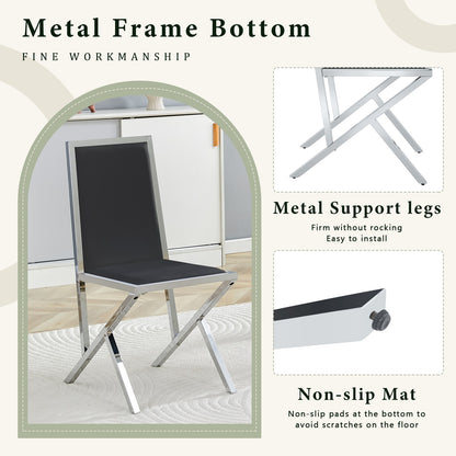 Sumdeal Black and Silver PU Leather Dining Chairs Set of 2 with Silver Legs - product image 5