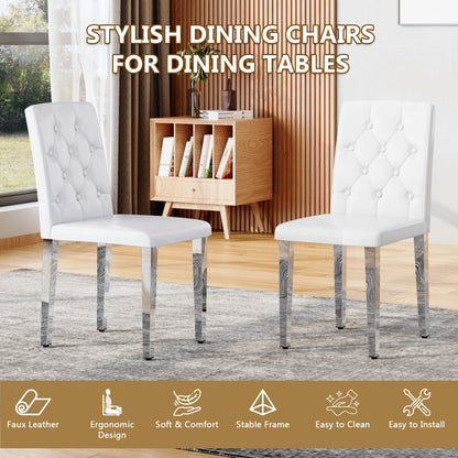 Sumdeal White and Silver PU Leather Dining Chairs Set of 2 with Silver Legs - product image 5