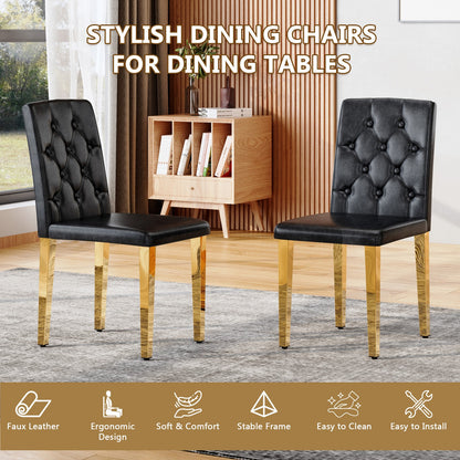 Sumdeal Black and Gold PU Leather Dining Chairs Set of 4 with Gold Legs - product image 5