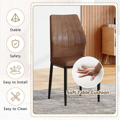 Sumdeal Brown and Black Fabric Dining Chairs Set of 3 with Modern Legs - product image 5