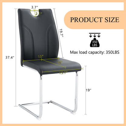 Sumdeal Black and Silver PU Leather Dining Chairs Set of 4 with Silver Legs - product image 5