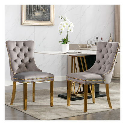 Sumdeal Velvet Dining Chairs Set of 2 with Gold Legs for Elegant Dining Spaces - variant-main 5