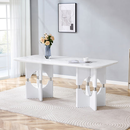 Sumdeal Rectangular Faux Marble Dining Table for Modern Dining Rooms - detail image 6