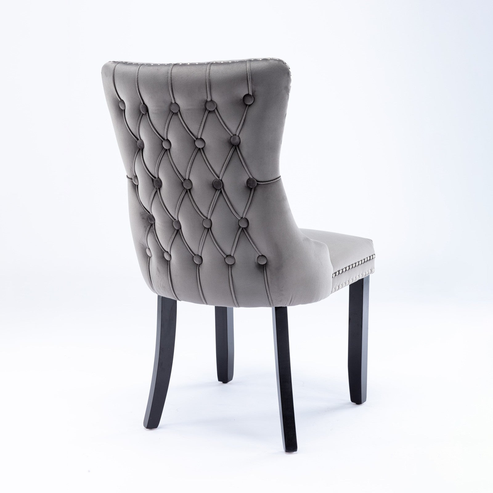Sumdeal Gray Velvet Dining Chairs Set of 2 with Wood Legs - product image 6