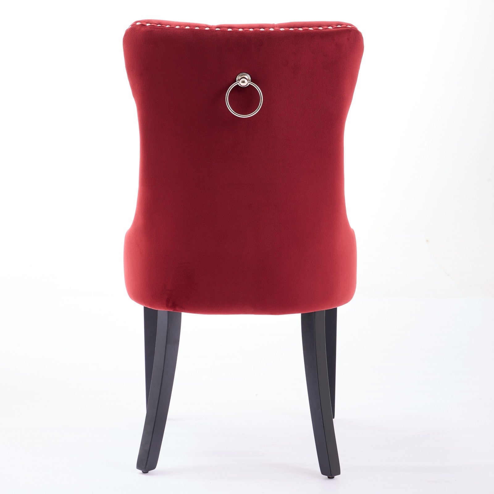 Sumdeal Burgundy Velvet Dining Chairs Set of 2 with Wood Legs - product image 6