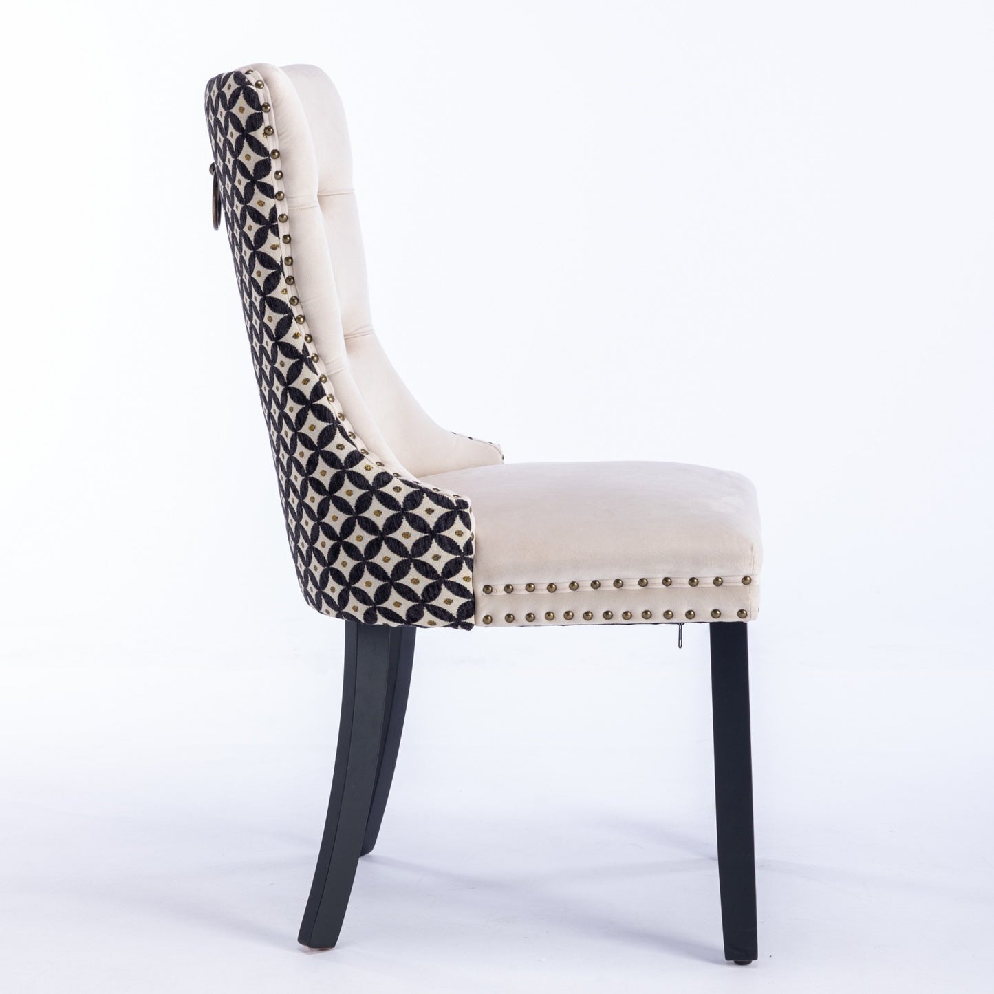 Sumdeal Beige Velvet Dining Chairs Set of 2 with Wood Legs - product image 6