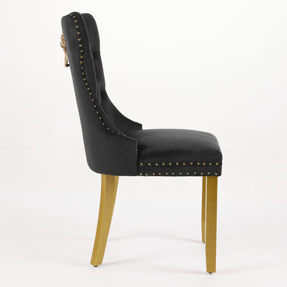 Sumdeal Black Velvet Dining Chairs Set of 2 with Gold Legs - product image 6