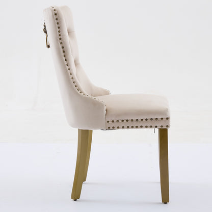 Sumdeal Beige Velvet Dining Chairs Set of 2 with Gold Legs - product image 6