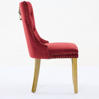 Sumdeal WINE RED Velvet Dining Chairs Set of 2 with Gold Legs - product image 6