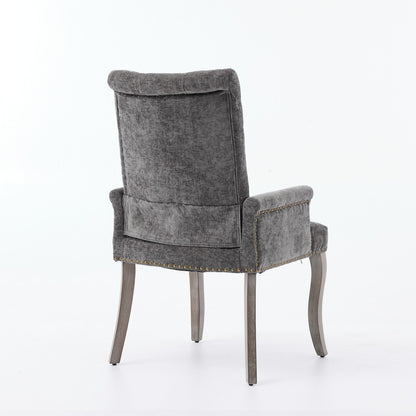 Sumdeal Gray Upholstered Dining Chairs Set of 2 with Wood Legs - product image 6