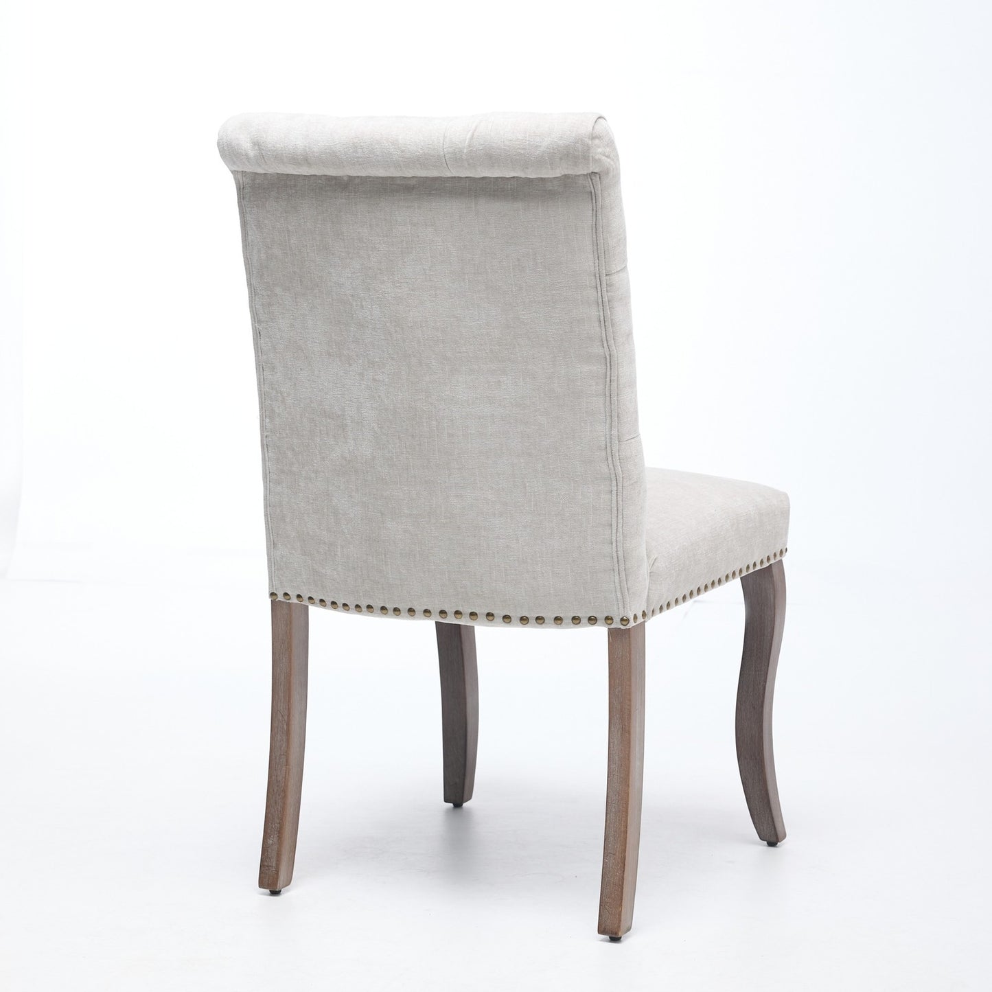 Sumdeal Beige Upholstered Dining Chairs Set of 2 with Wood Legs - product image 6