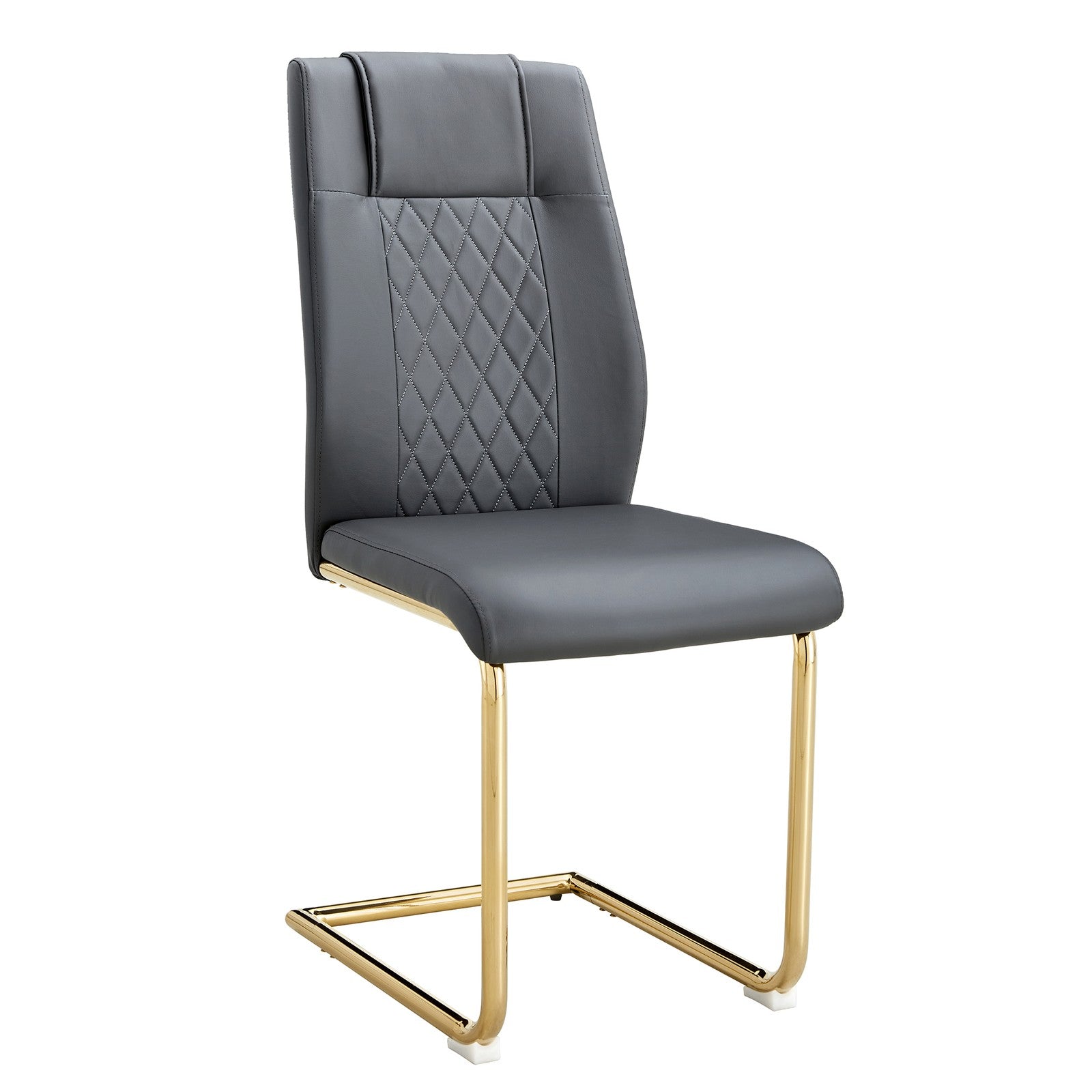 Sumdeal Gray PU Leather Dining Chairs Set of 4 with Gold Legs - product image 6