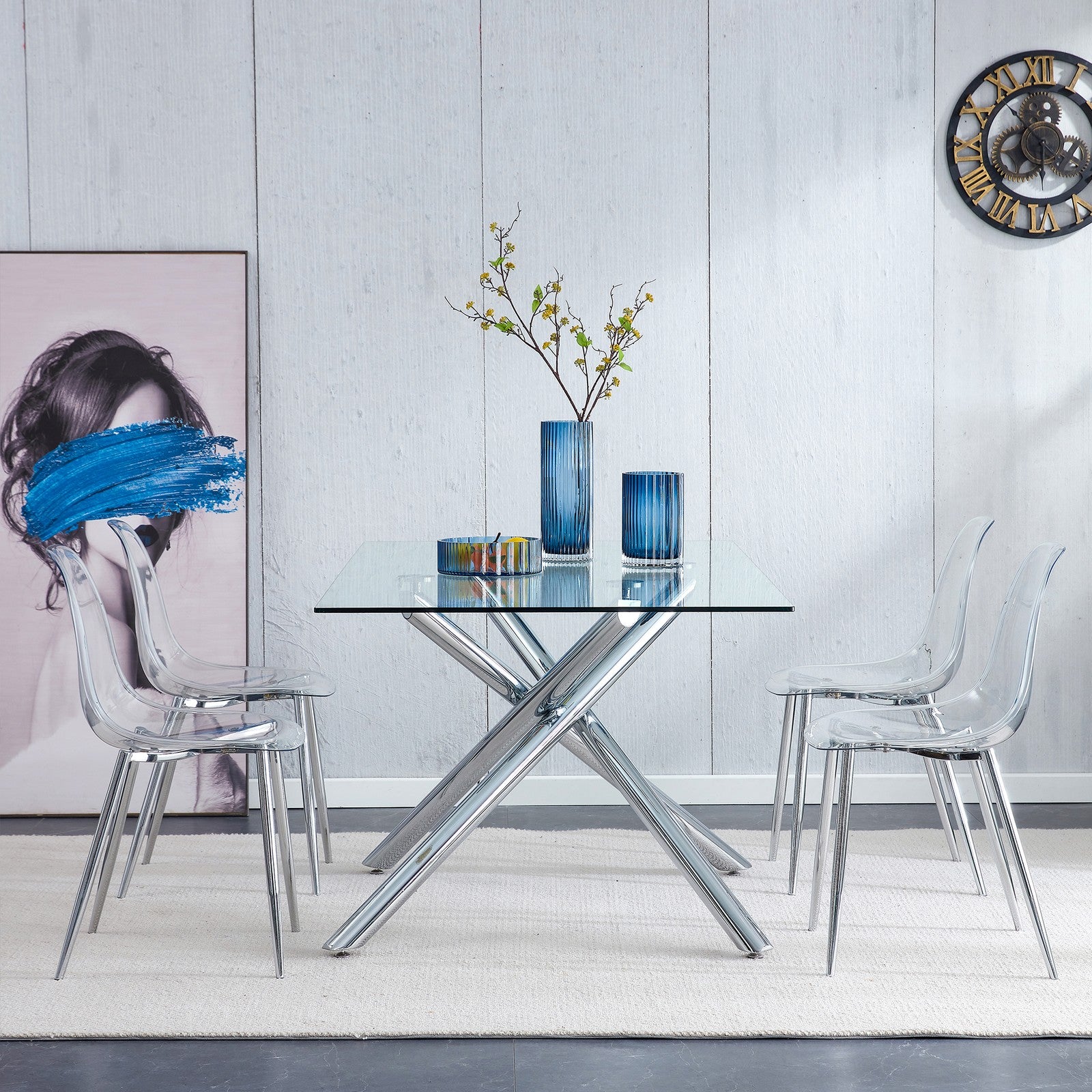 Sumdeal Transparent Clear Plastic Dining Chairs Set of 4 with Modern Legs - product image 6