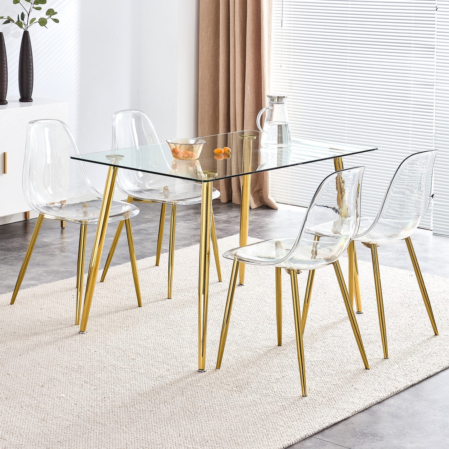 Sumdeal Golden Clear Plastic Dining Chairs Set of 4 with Gold Legs - product image 6