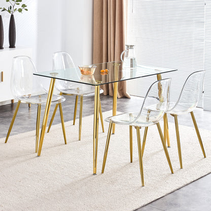 Sumdeal Golden Clear Plastic Dining Chairs Set of 4 with Gold Legs - product image 6