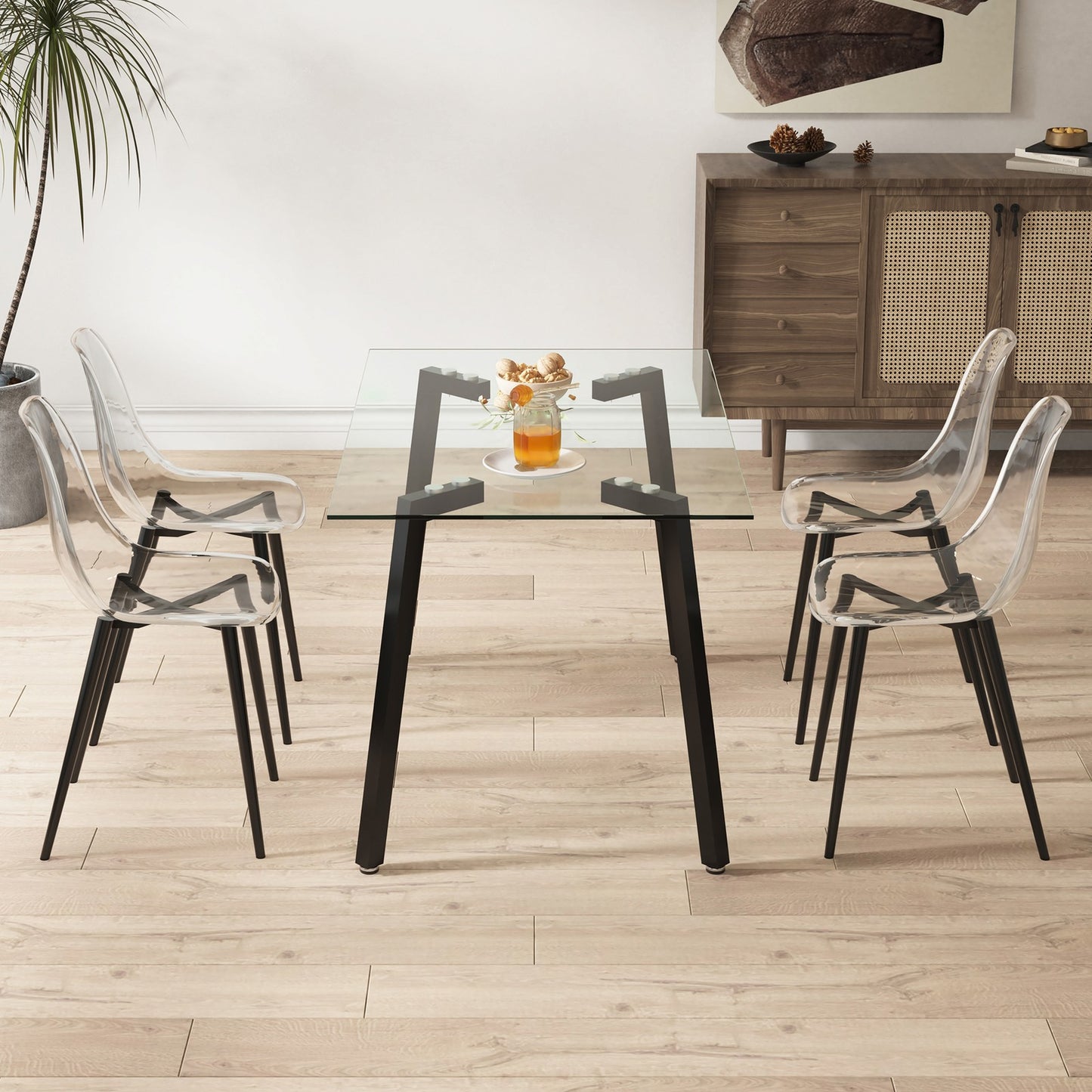 Sumdeal Transparent Clear Plastic Dining Chairs Set of 6 with Black Legs - product image 6