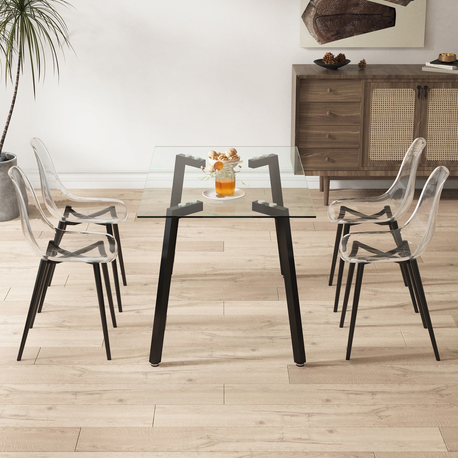 Sumdeal Transparent Clear Plastic Dining Chairs Set of 6 with Black Legs - product image 6