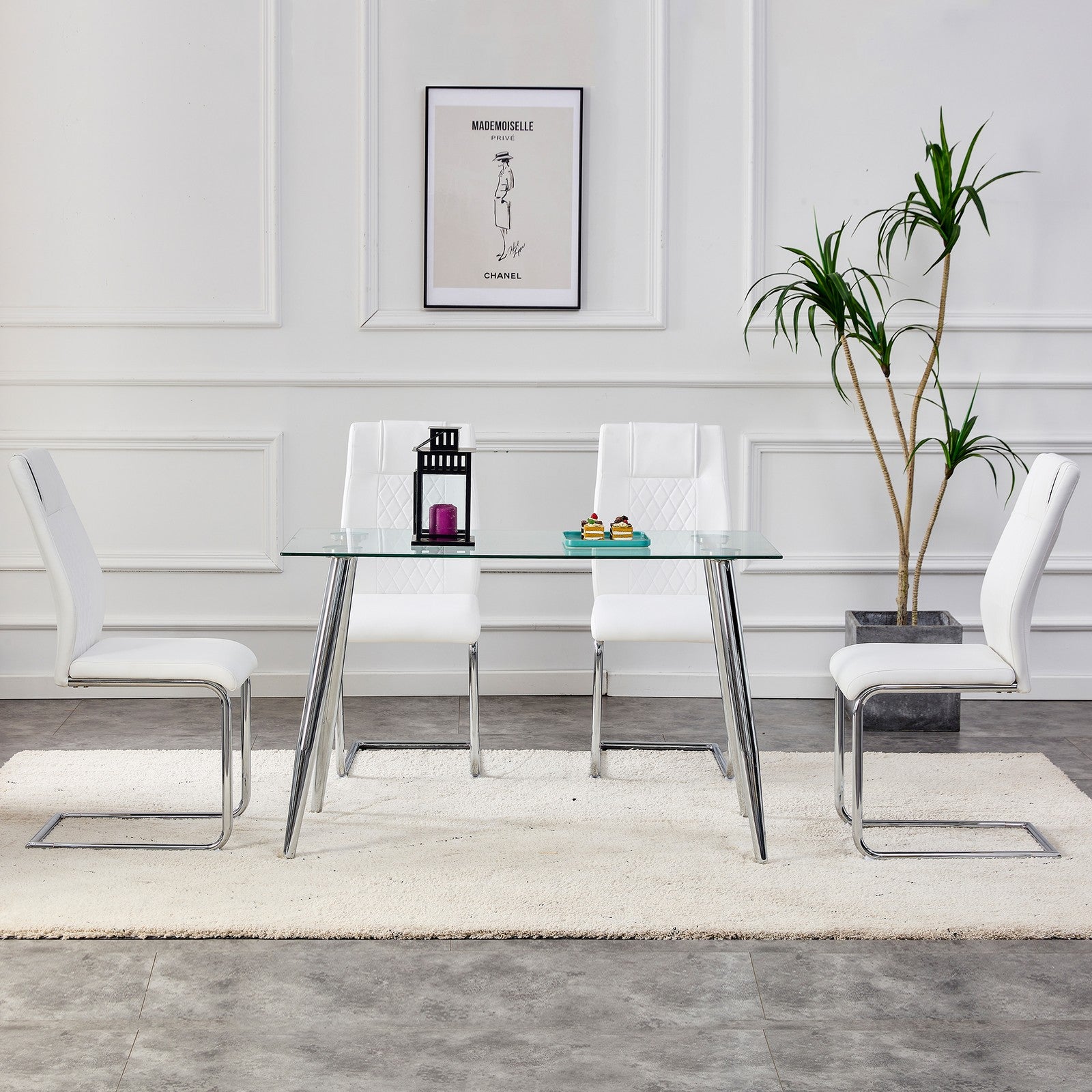 Sumdeal White PU Leather Dining Chairs Set of 4 with Modern Legs - product image 6