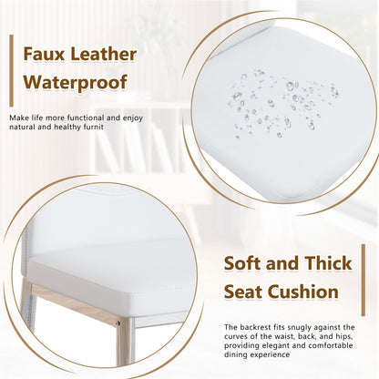 Sumdeal White and Silver PU Leather Dining Chairs Set of 4 with Silver Legs - product image 6
