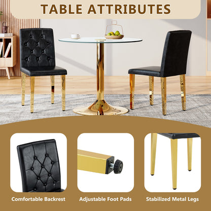 Sumdeal Black and Gold PU Leather Dining Chairs Set of 4 with Gold Legs - product image 6