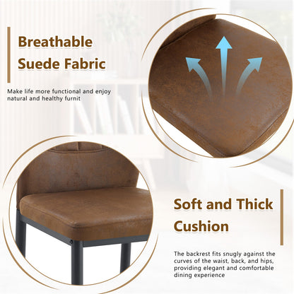 Sumdeal Brown and Black Fabric Dining Chairs Set of 3 with Modern Legs - product image 6