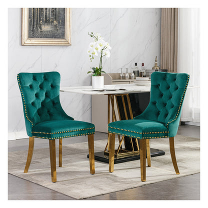 Sumdeal Velvet Dining Chairs Set of 2 with Gold Legs for Elegant Dining Spaces - variant-main 6