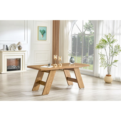 Sumdeal 71-inch Wood-Look Rectangular Dining Table with Angled Legs - variant-main image 6