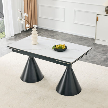Sumdeal Extendable Faux Marble Dining Table for Flexible Family Dining - variant-main image 6