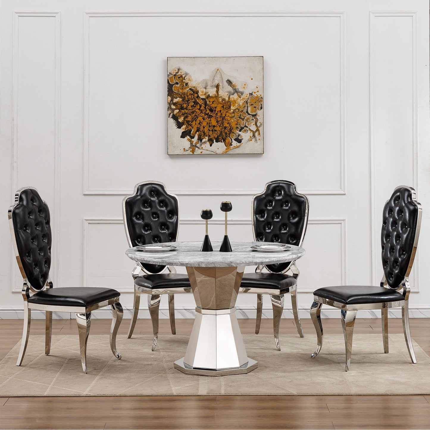 Sumdeal Round Faux Marble Dining Table for Apartments and Kitchens - detail image 7